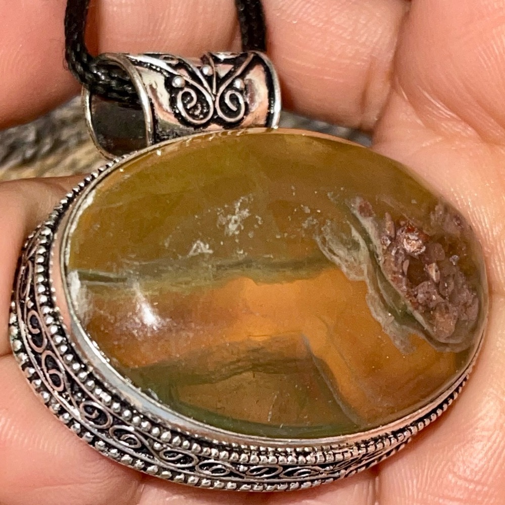 Green & Yellow Fluorite Pendant 1 1/2”